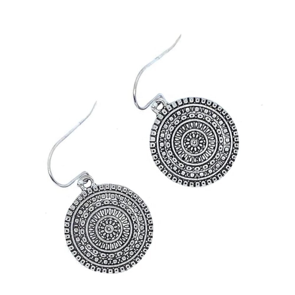 Medallions on Sterling Silver Earrings Bohemian Handmade